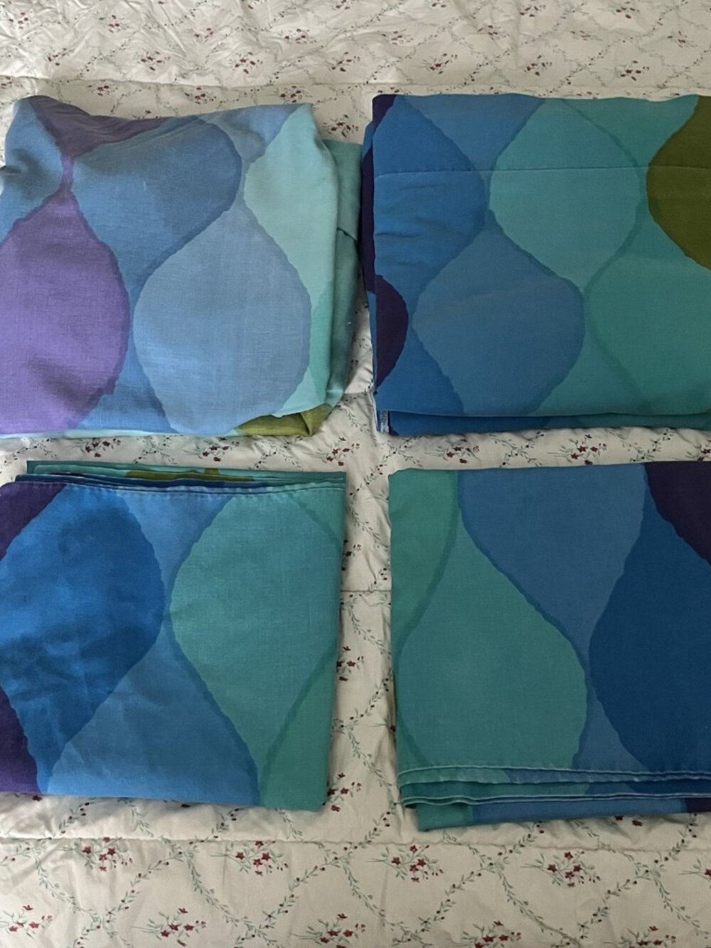 VTG Cannon Royal Family King Sheet Set Wavy Gravy Mod Blue Purple Psychedelic
